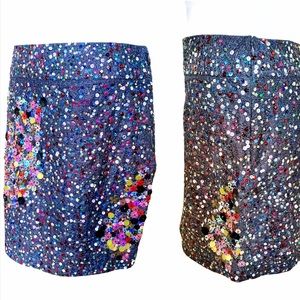 ANTHROPOLOGIE Sequin Bejeweled Mini Skirt - 8